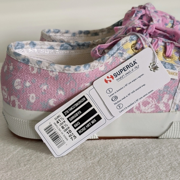 LoveShackFancy x Superga Cotton Canvas Floral Sneaker Rose Heart Mix 10 NWT - Picture 15 of 15